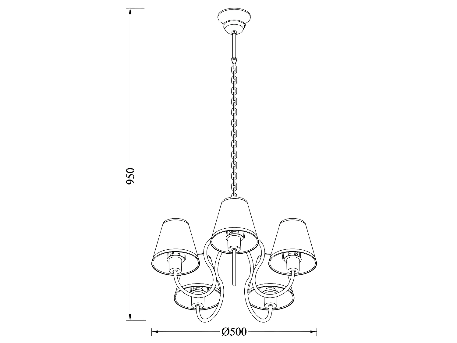 Lampadario per bambini bianco Caramelos e 5 paralumi multicolori 5xE14 ø50