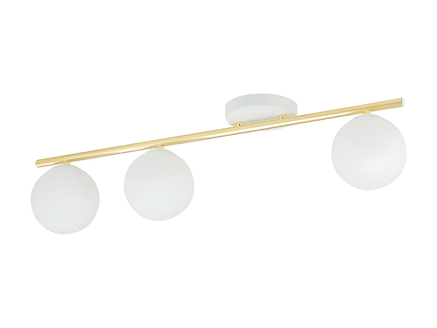 Plafondstrip Valenti in wit en goud met 3 glazen bollen 3xE14
