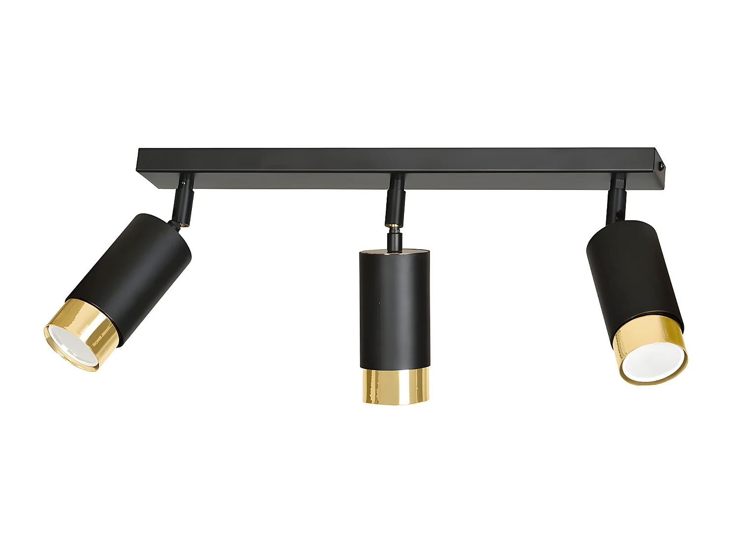 Plafonnier linéaire Mura avec 3 spots orientables en noir et or 3xGU10