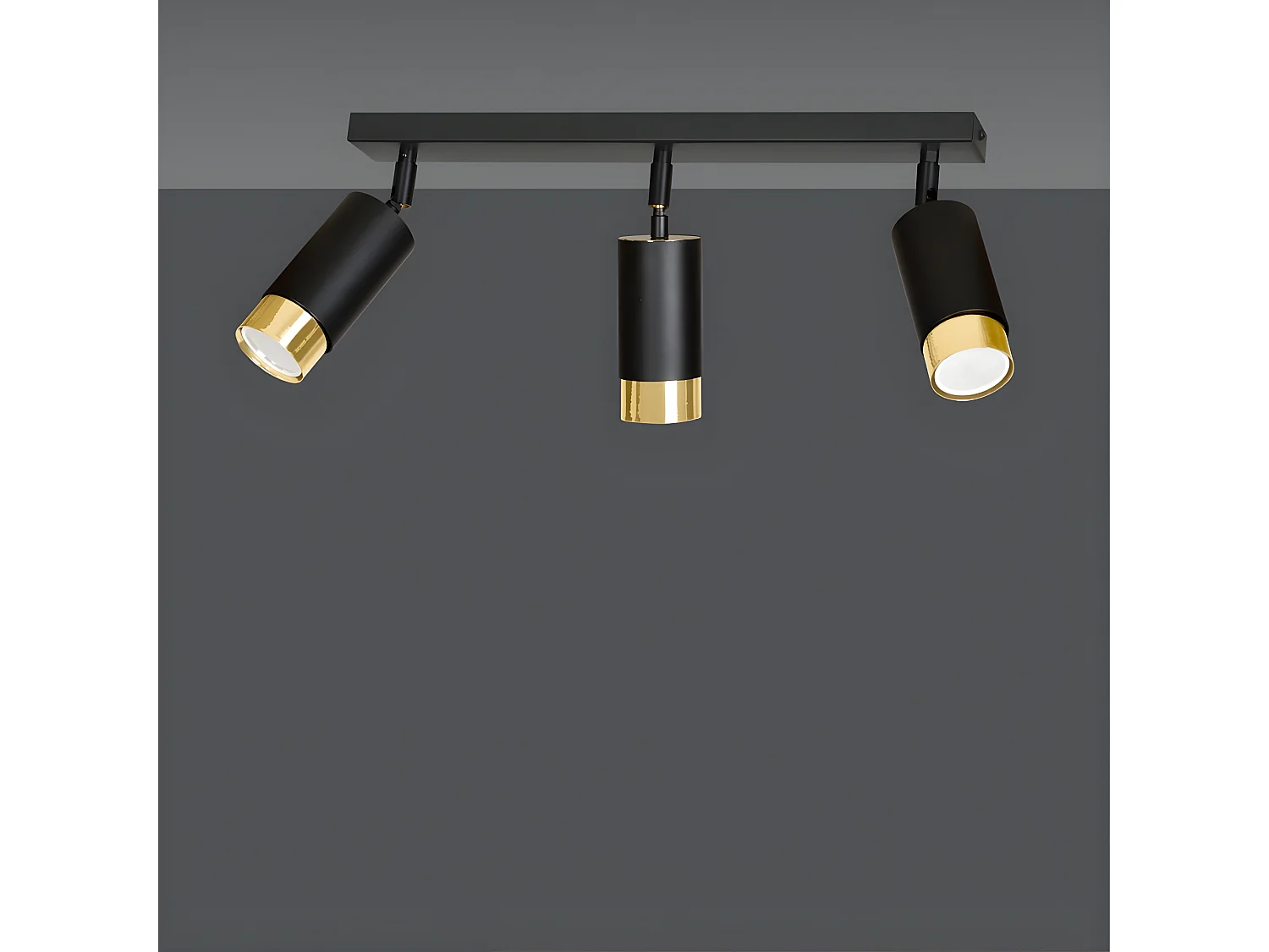 Plafonnier linéaire Mura avec 3 spots orientables en noir et or 3xGU10