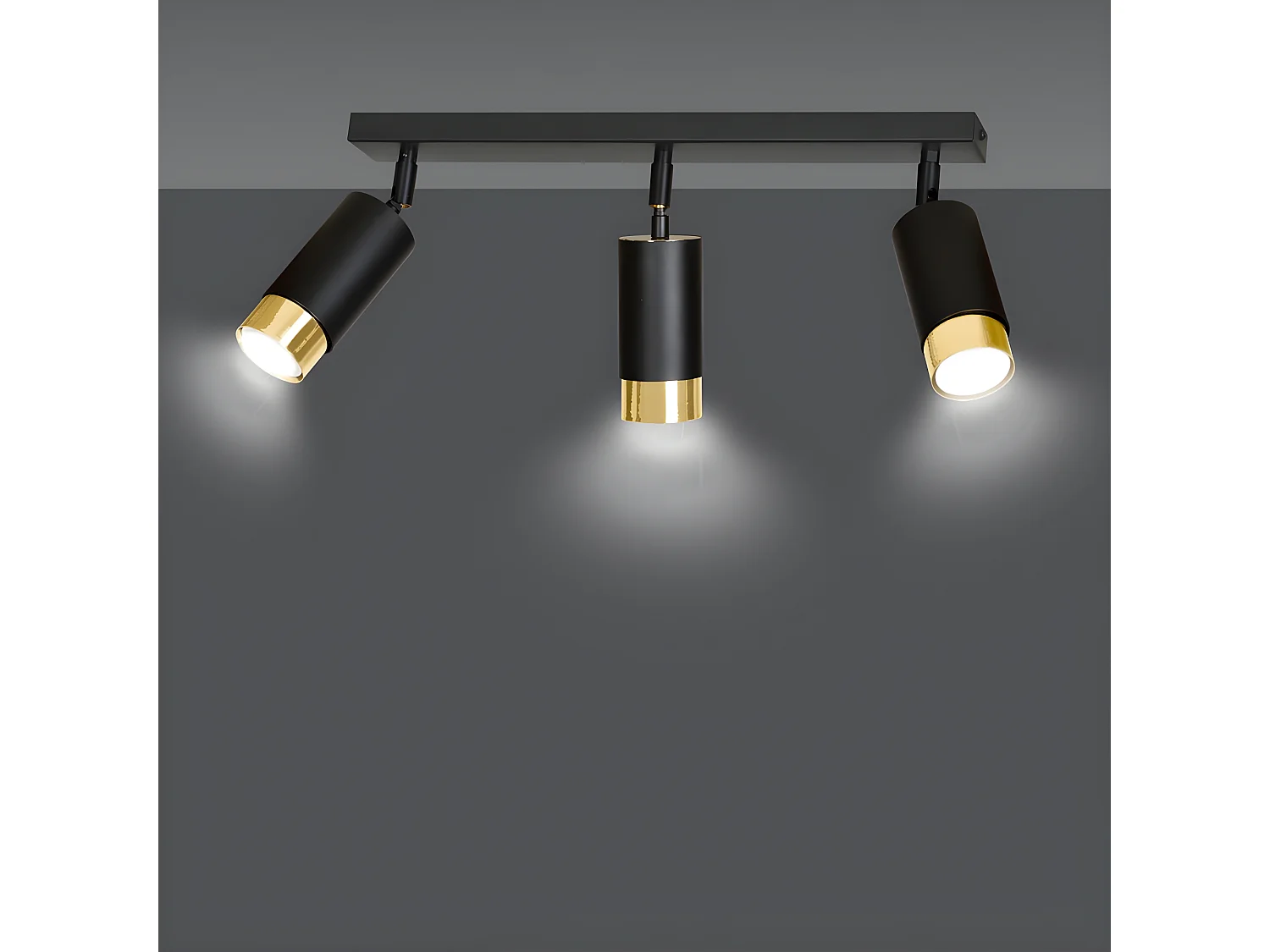 Plafonnier linéaire Mura avec 3 spots orientables en noir et or 3xGU10
