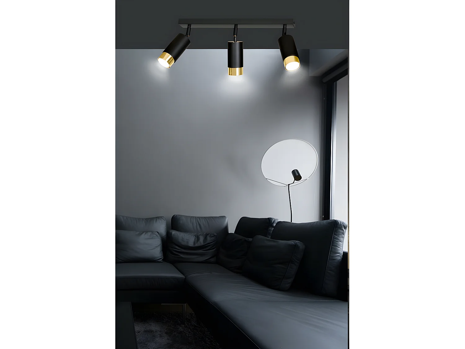 Plafonnier linéaire Mura avec 3 spots orientables en noir et or 3xGU10