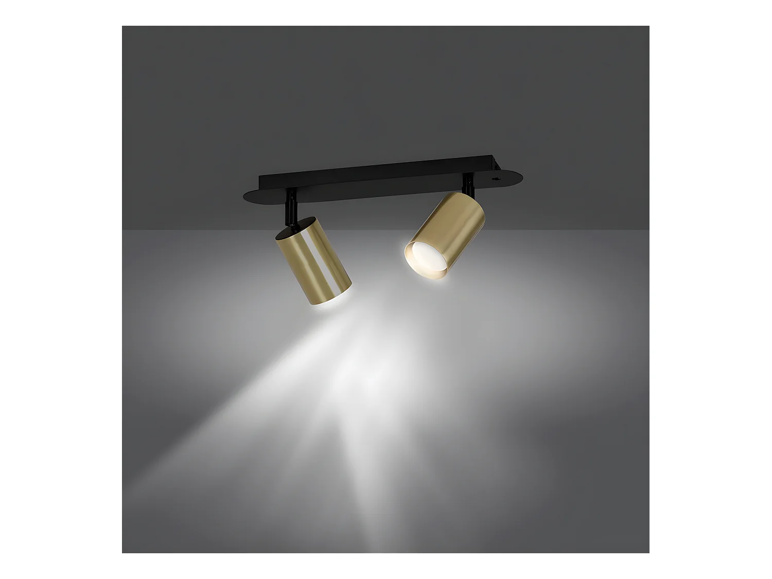 Plafonnier linéaire moderne noire Tao avec 2 spots dorés orientables 2xGU10