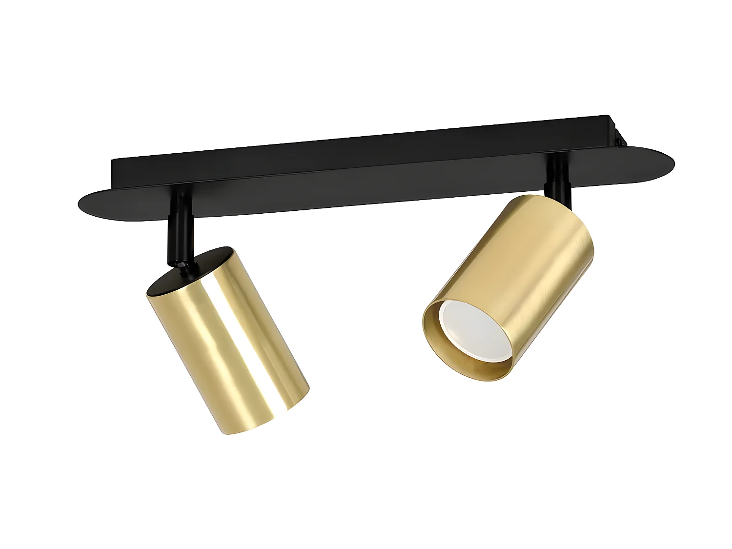 Plafonnier linéaire moderne noire Tao avec 2 spots dorés orientables 2xGU10