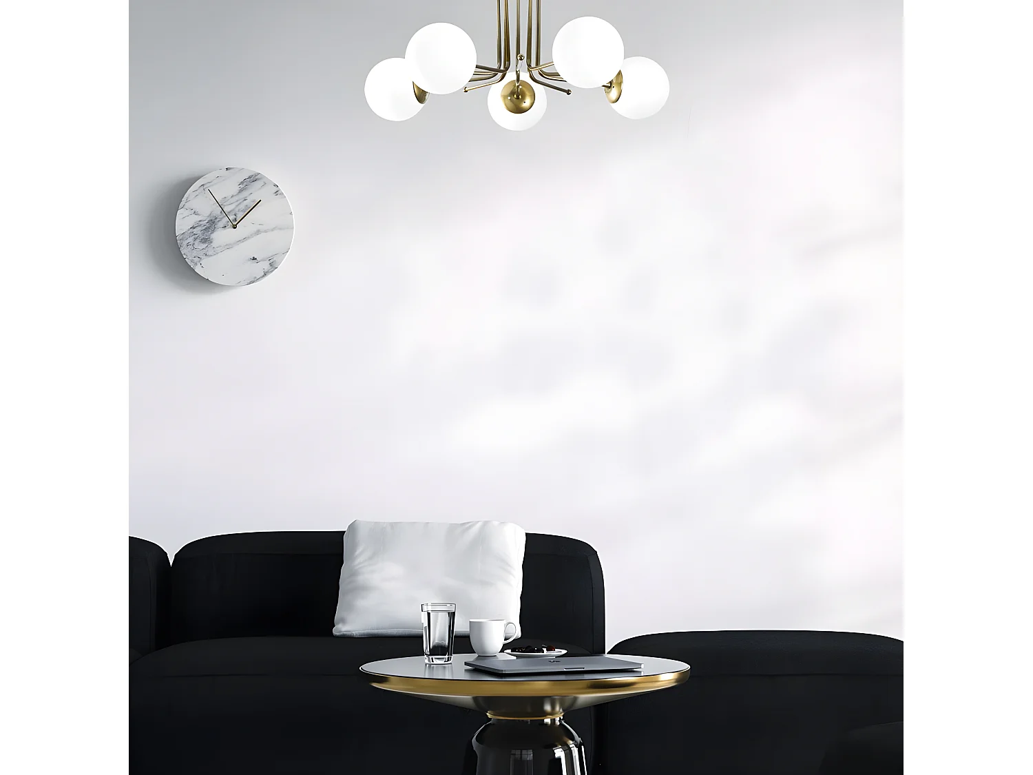 Candeeiro de teto Marga antigo dourado com 5 bolas de vidro branco 5xE27 ø80cm