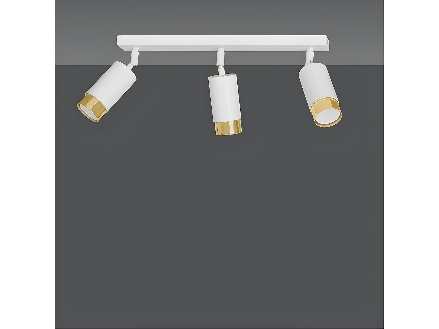 Plafondstrip Mura met 3 verstelbare witte en gouden spots 3xGU10