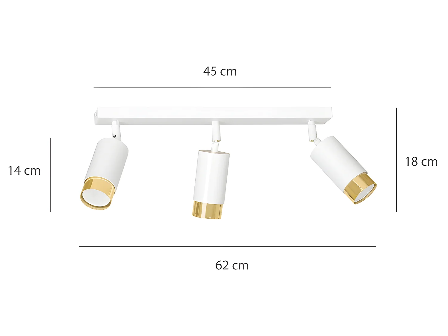 Plafonnier linéaire Mura avec 3 spots orientables blanc et doré 3xGU10