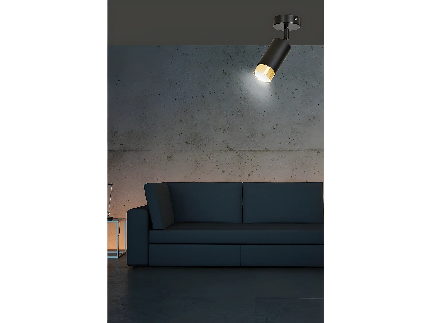 Spot de plafond orientable Mura en métal noir et doré 1xGU10 ø8cm