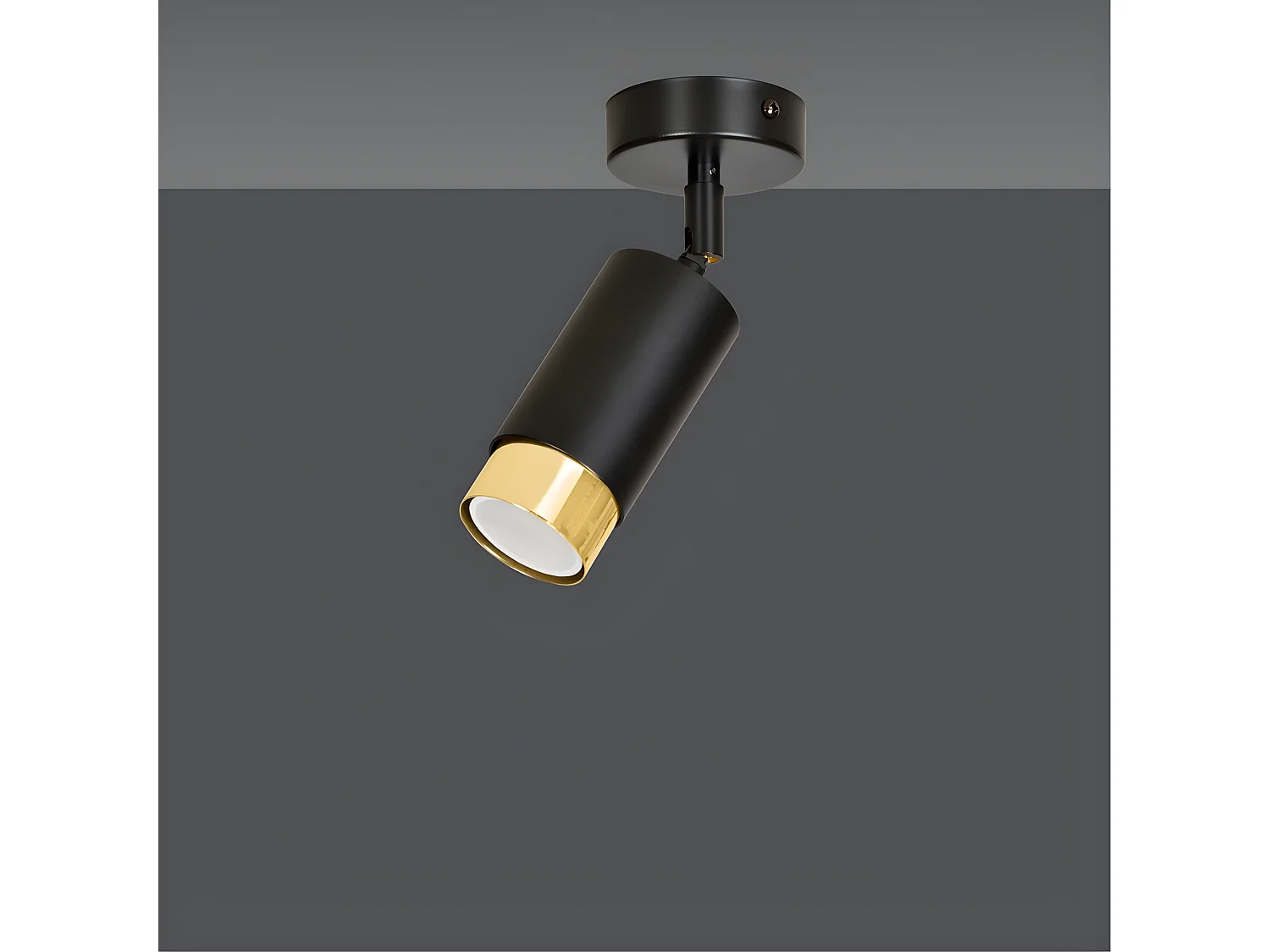Spot de plafond orientable Mura en métal noir et doré 1xGU10 ø8cm