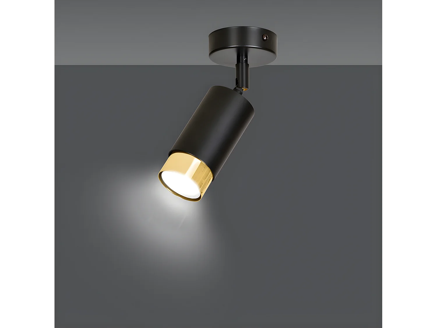 Spot de plafond orientable Mura en métal noir et doré 1xGU10 ø8cm