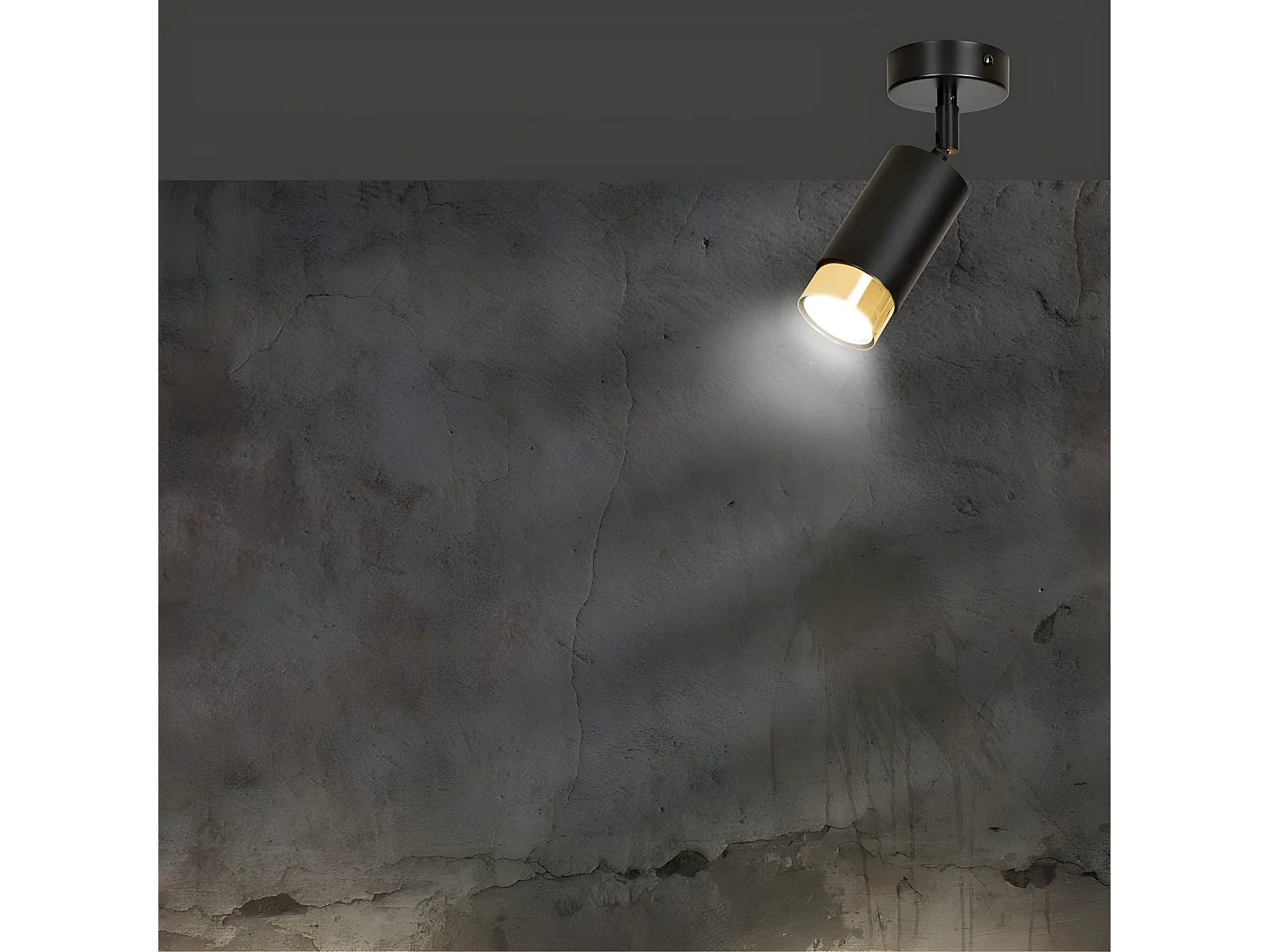 Spot de plafond orientable Mura en métal noir et doré 1xGU10 ø8cm