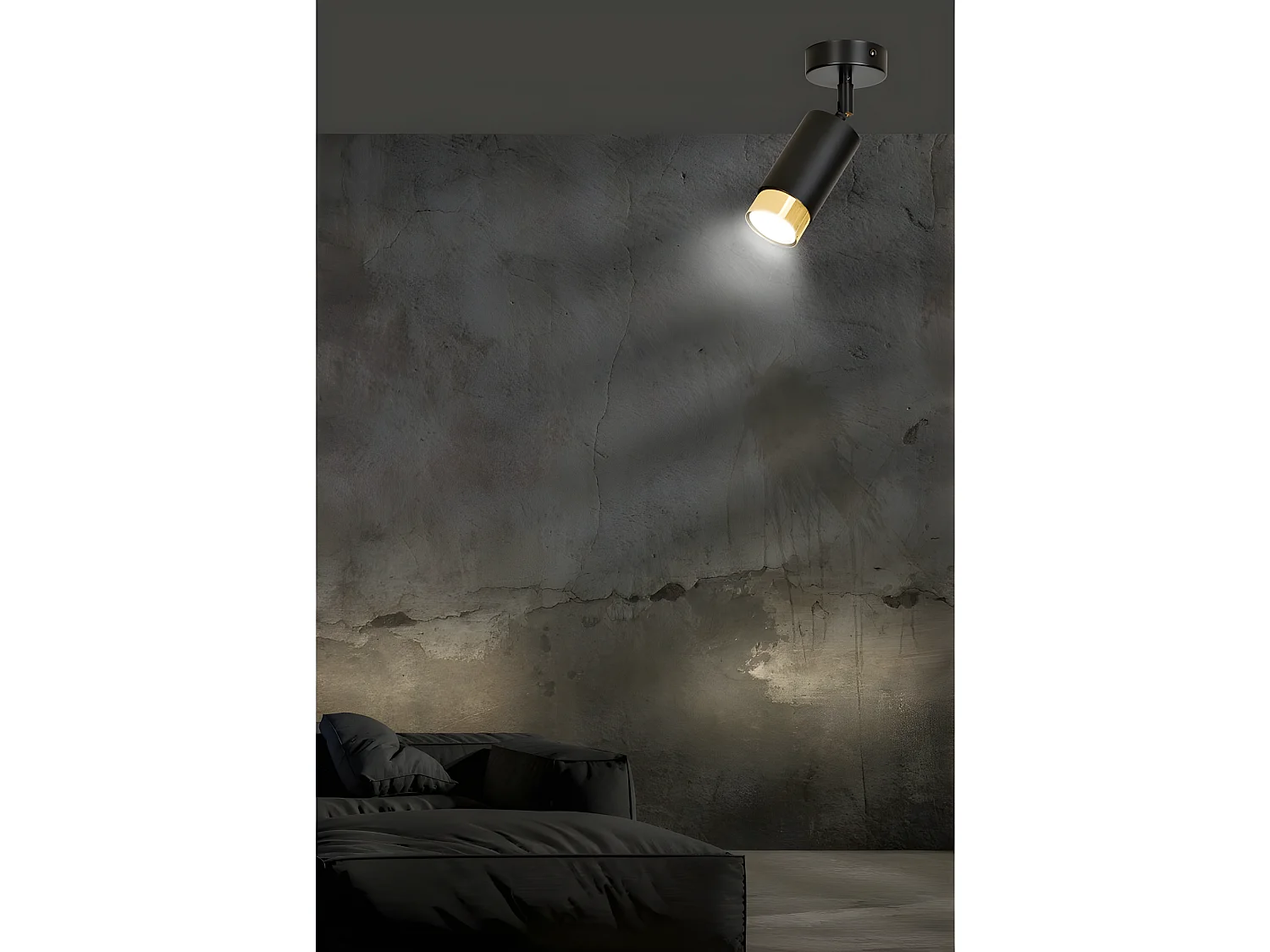 Spot de plafond orientable Mura en métal noir et doré 1xGU10 ø8cm