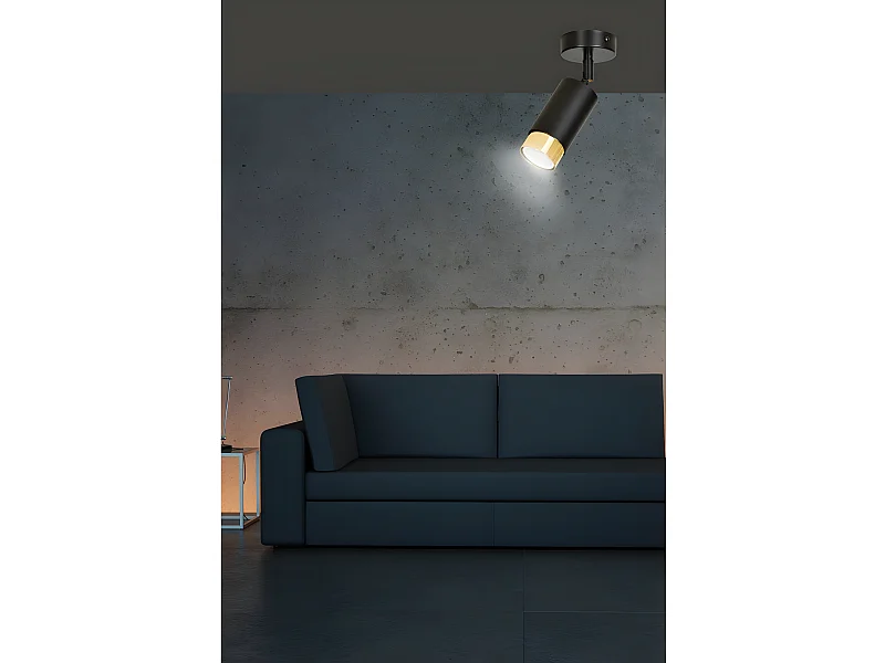 Spot de plafond orientable Mura en métal noir et doré 1xGU10 ø8cm