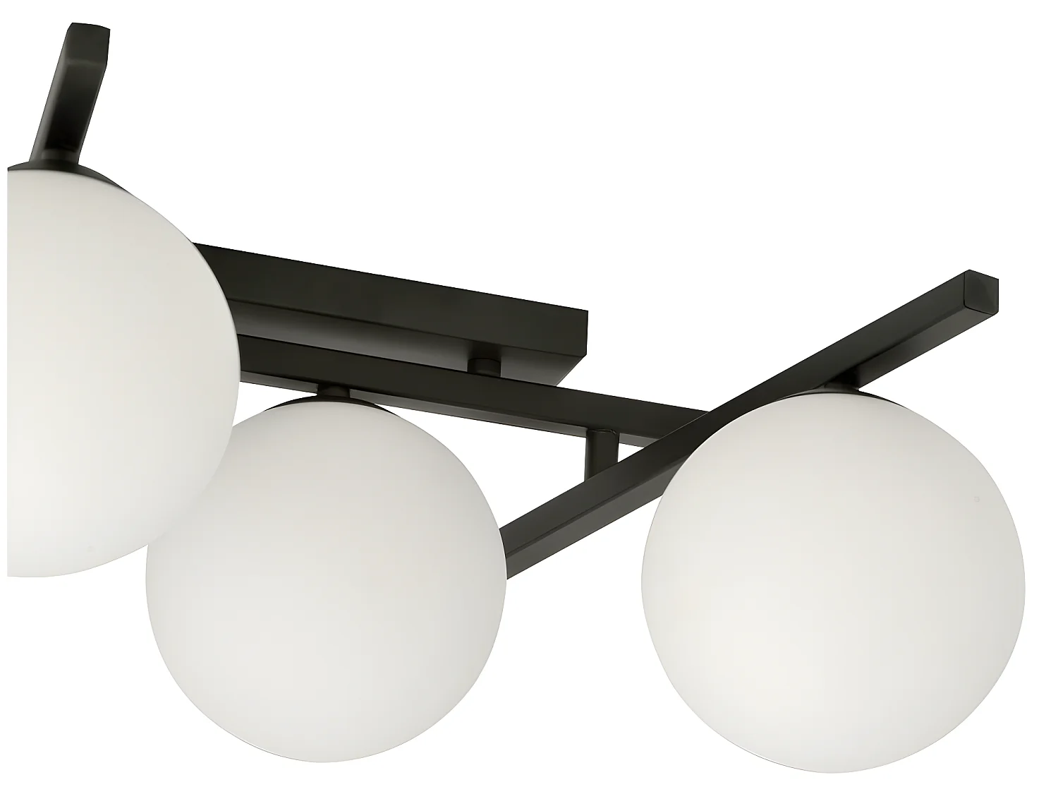 Plafonnier moderne Tramas avec barres métalliques irrégulières et 5 sphères en verre 5xE14