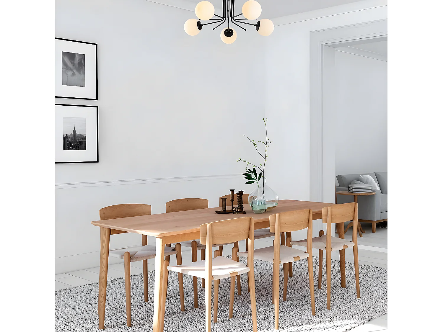 Marga zwarte plafondlamp met 5 witte glazen bollen 5xE27 ø80cm