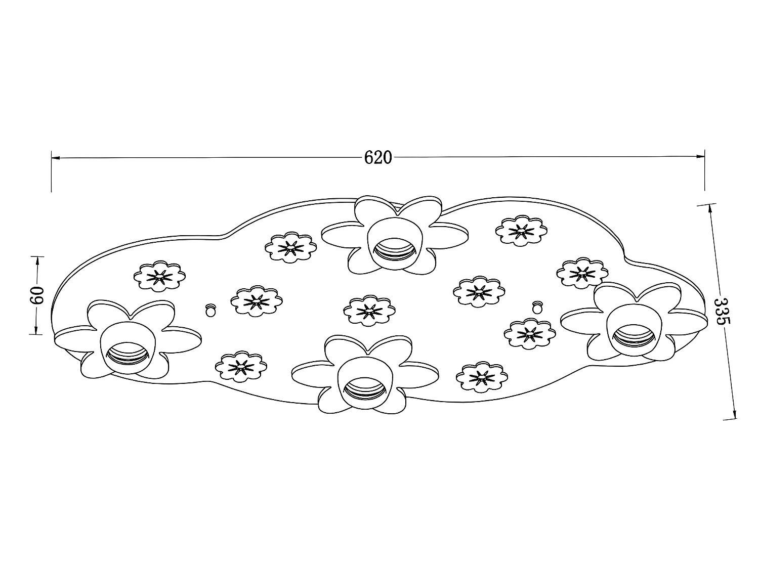 Kinder-Plafondlamp Cloud met veelkleurige bloemendetails 4xE27
