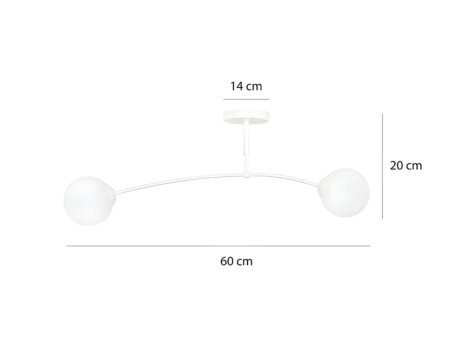 Plafonnier blanc moderne Mobis avec 2 sphères en verre 2xE14