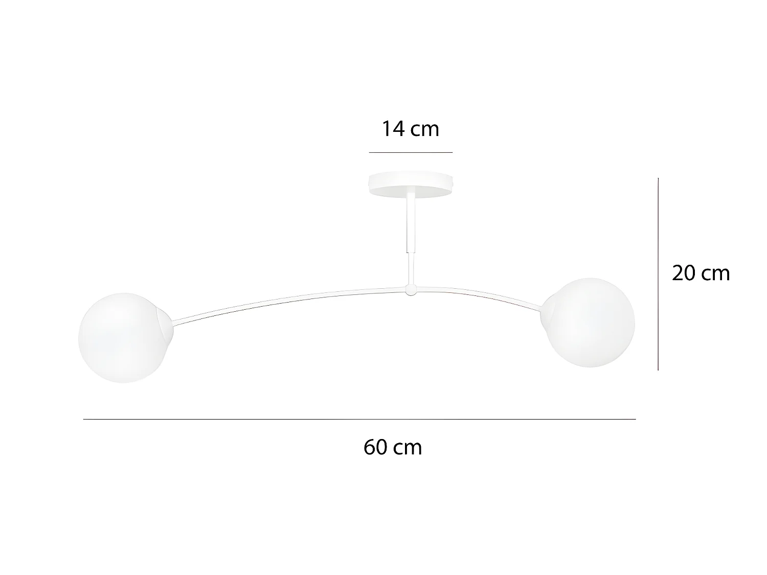 Plafonnier blanc moderne Mobis avec 2 sphères en verre 2xE14