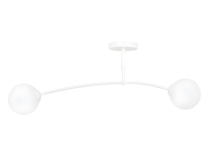 Mobis moderne witte plafondlamp met 2 glazen bollen 2xE14