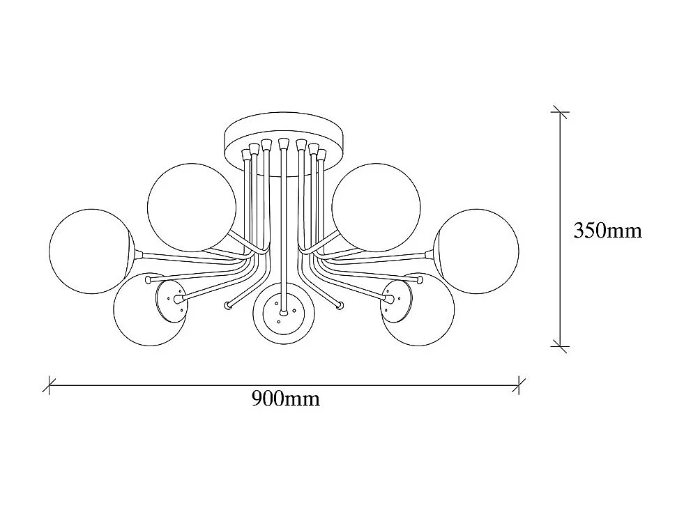 Antikgoldene Deckenleuchte Marga mit 7 weißen Glaskugeln 7xE27 ø90cm