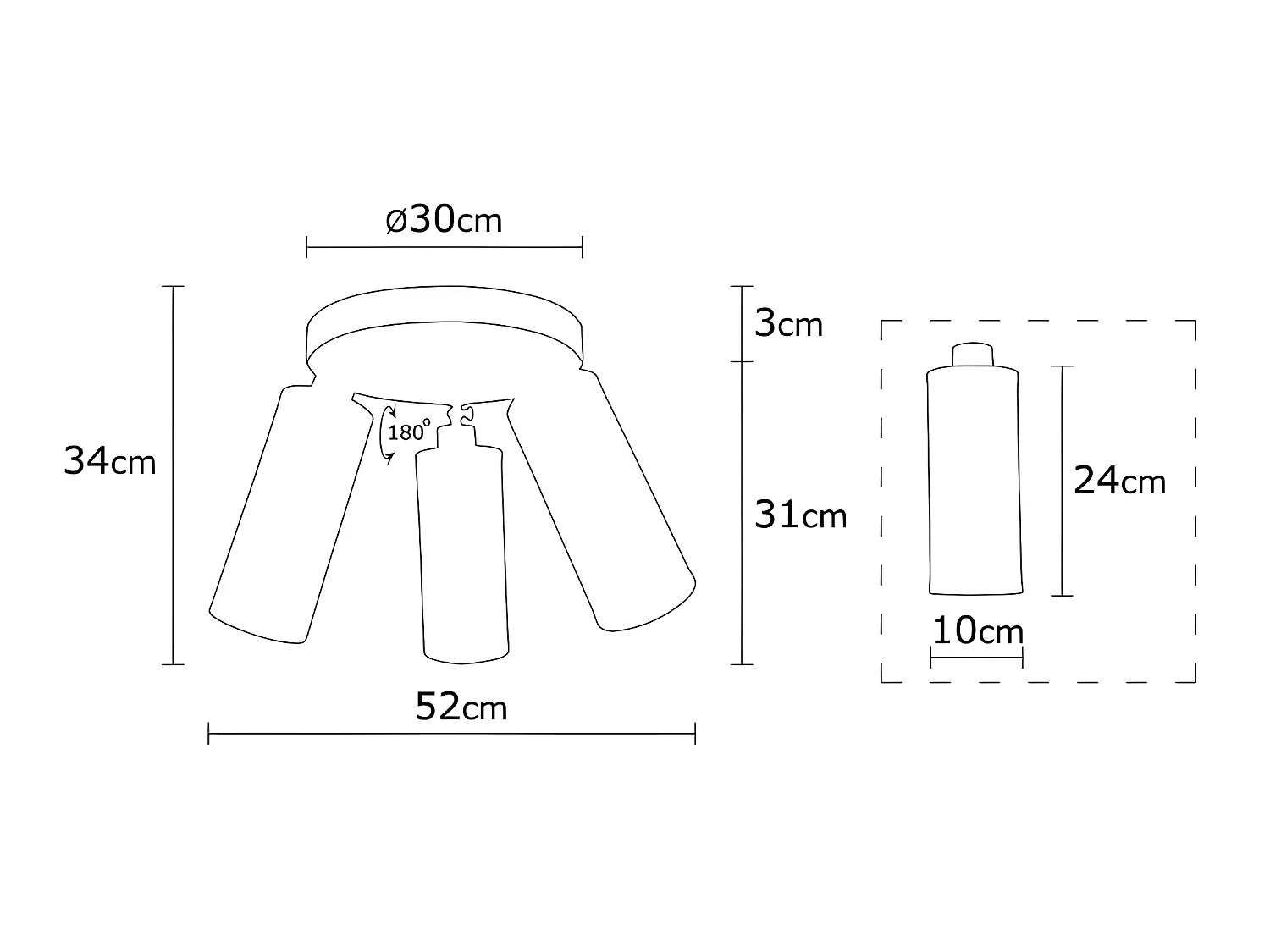 Candeeiro de teto redondo moderno Marismo com 3 abajures de grelha preta 3xE27 ø52cm