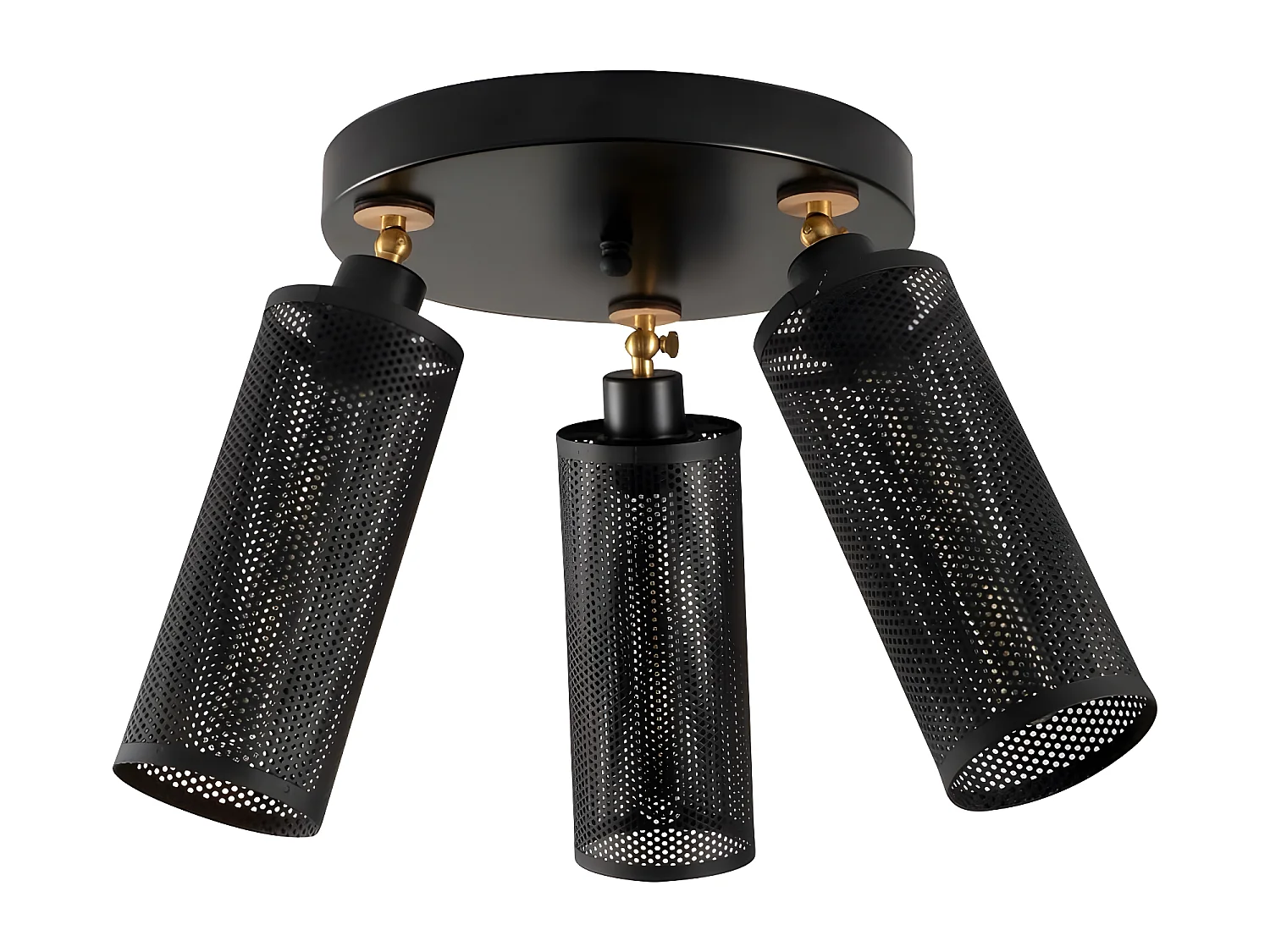 Marismo moderne ronde plafondlamp met 3 zwarte rasterkappen 3xE27 ø52cm