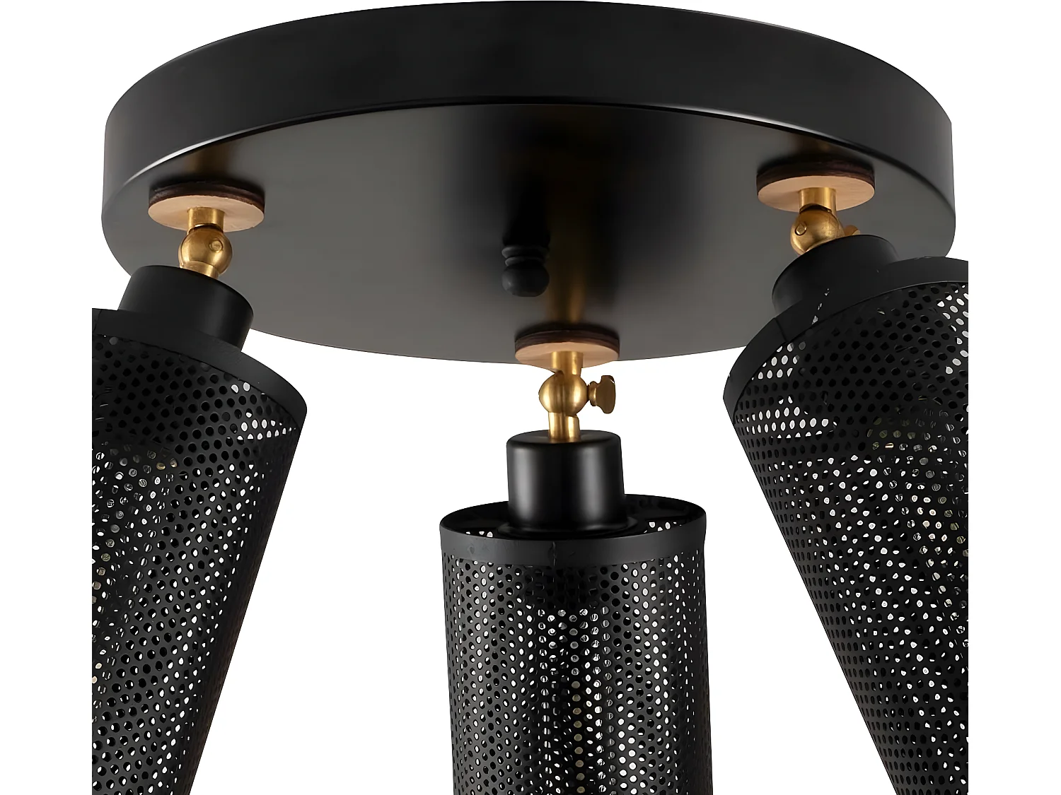 Marismo moderne ronde plafondlamp met 3 zwarte rasterkappen 3xE27 ø52cm