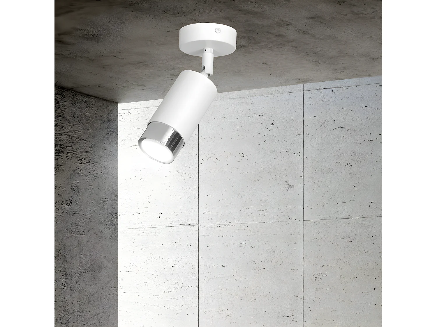 Foco de techo orientable Mura de metal blanco y cromo 1xGU10 ø8cm