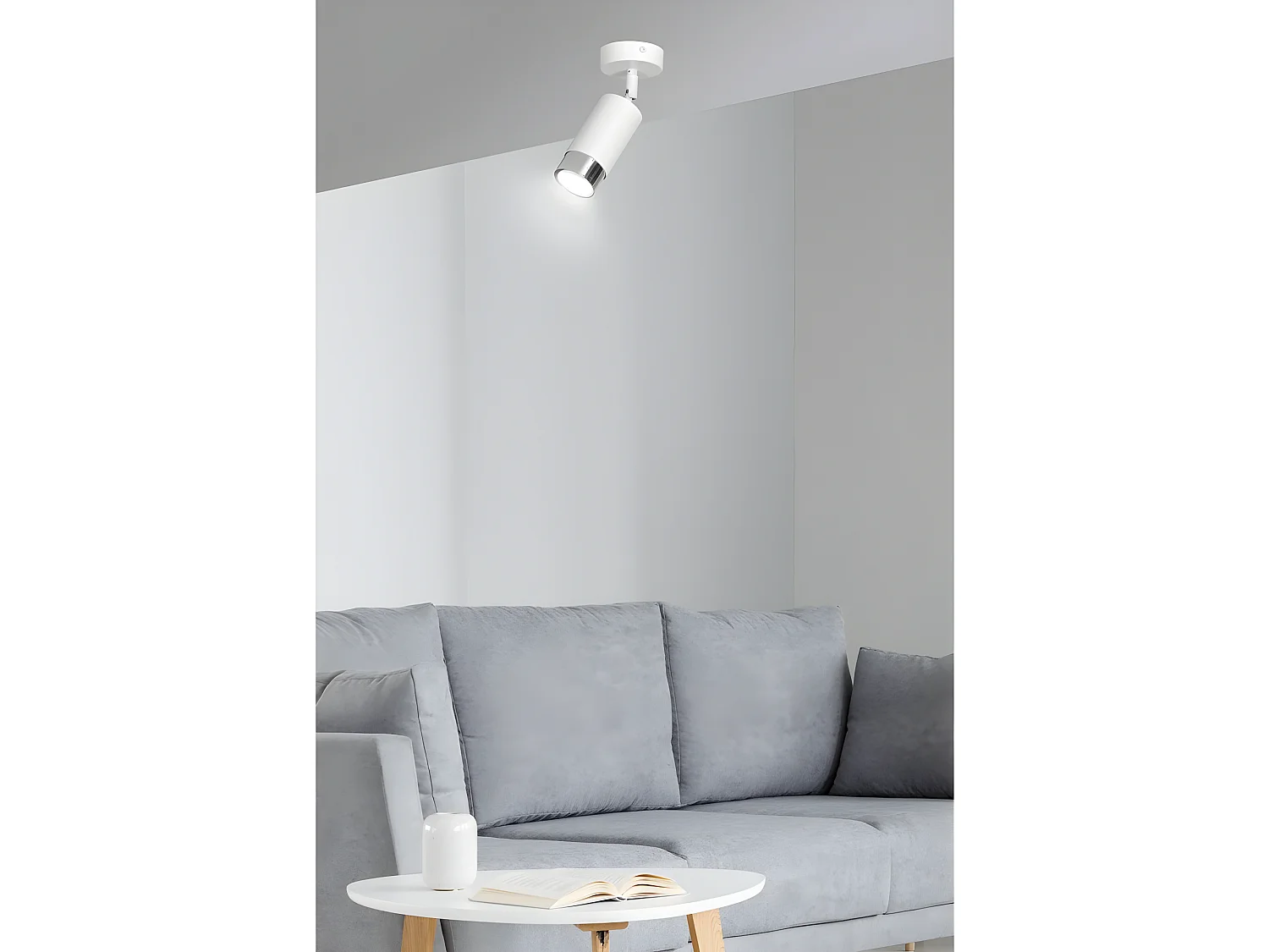 Foco de techo orientable Mura de metal blanco y cromo 1xGU10 ø8cm