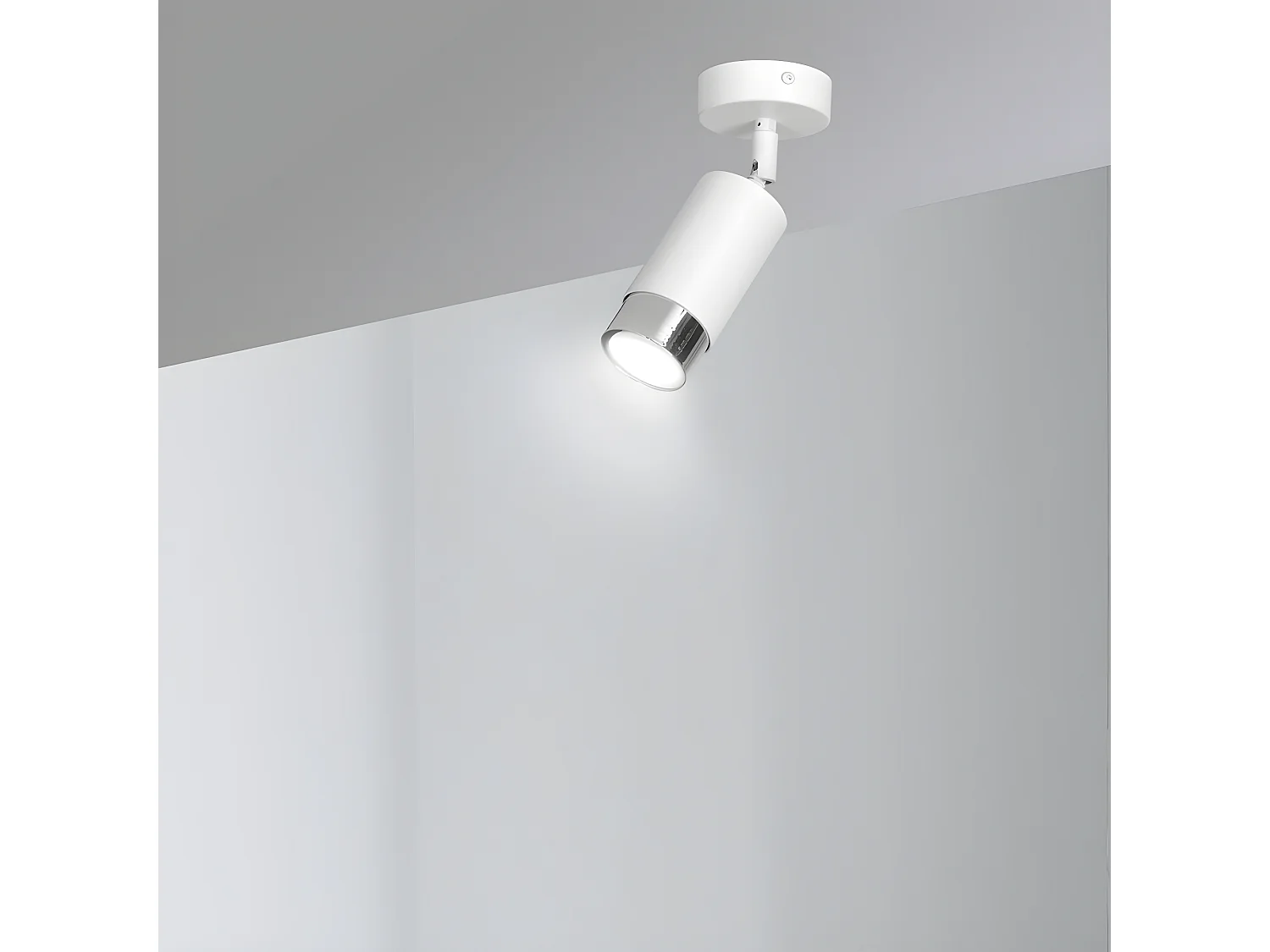 Spot de plafond orientable Mura en métal blanc et chrome 1xGU10 ø8cm