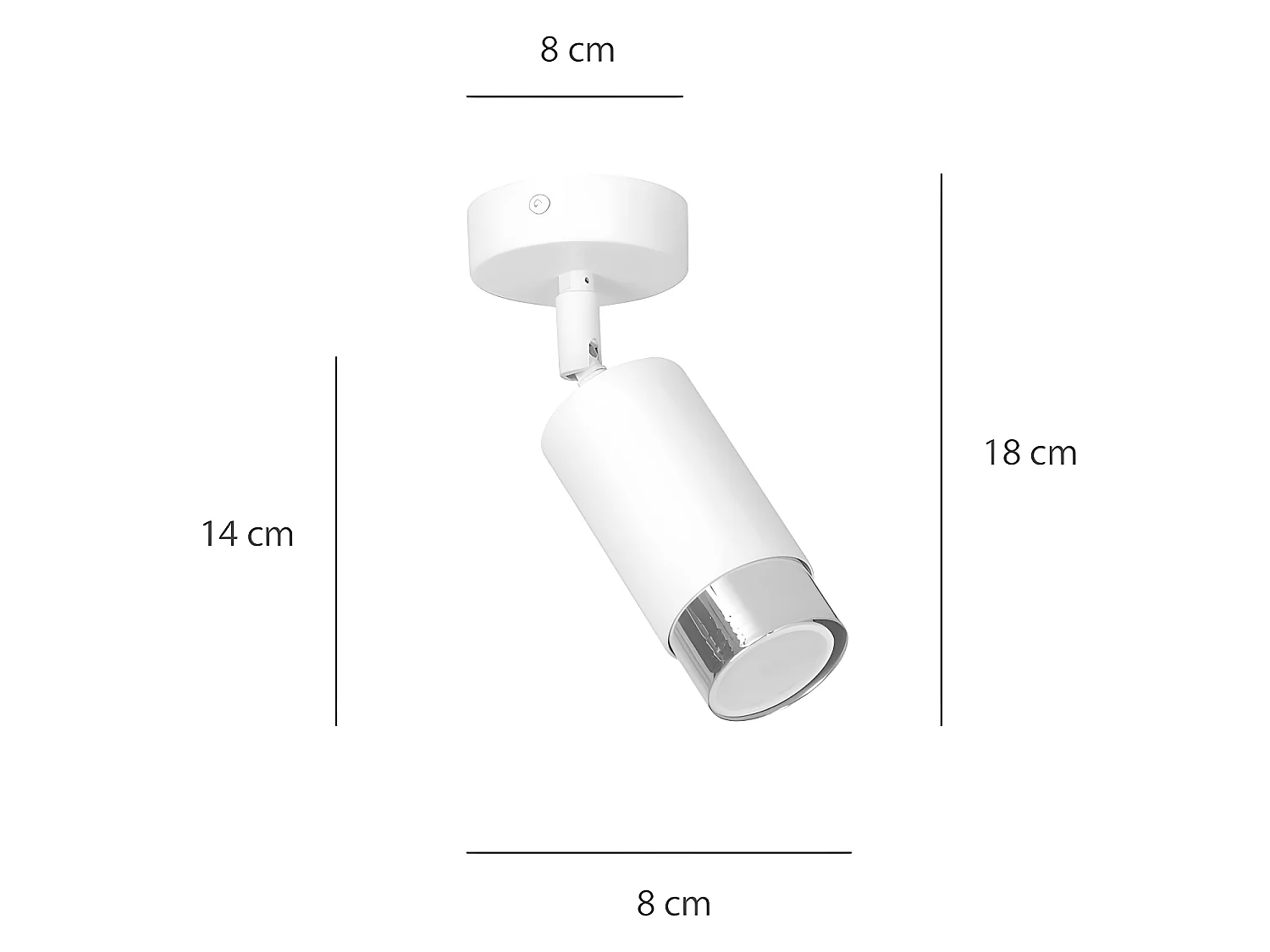 Spot de plafond orientable Mura en métal blanc et chrome 1xGU10 ø8cm