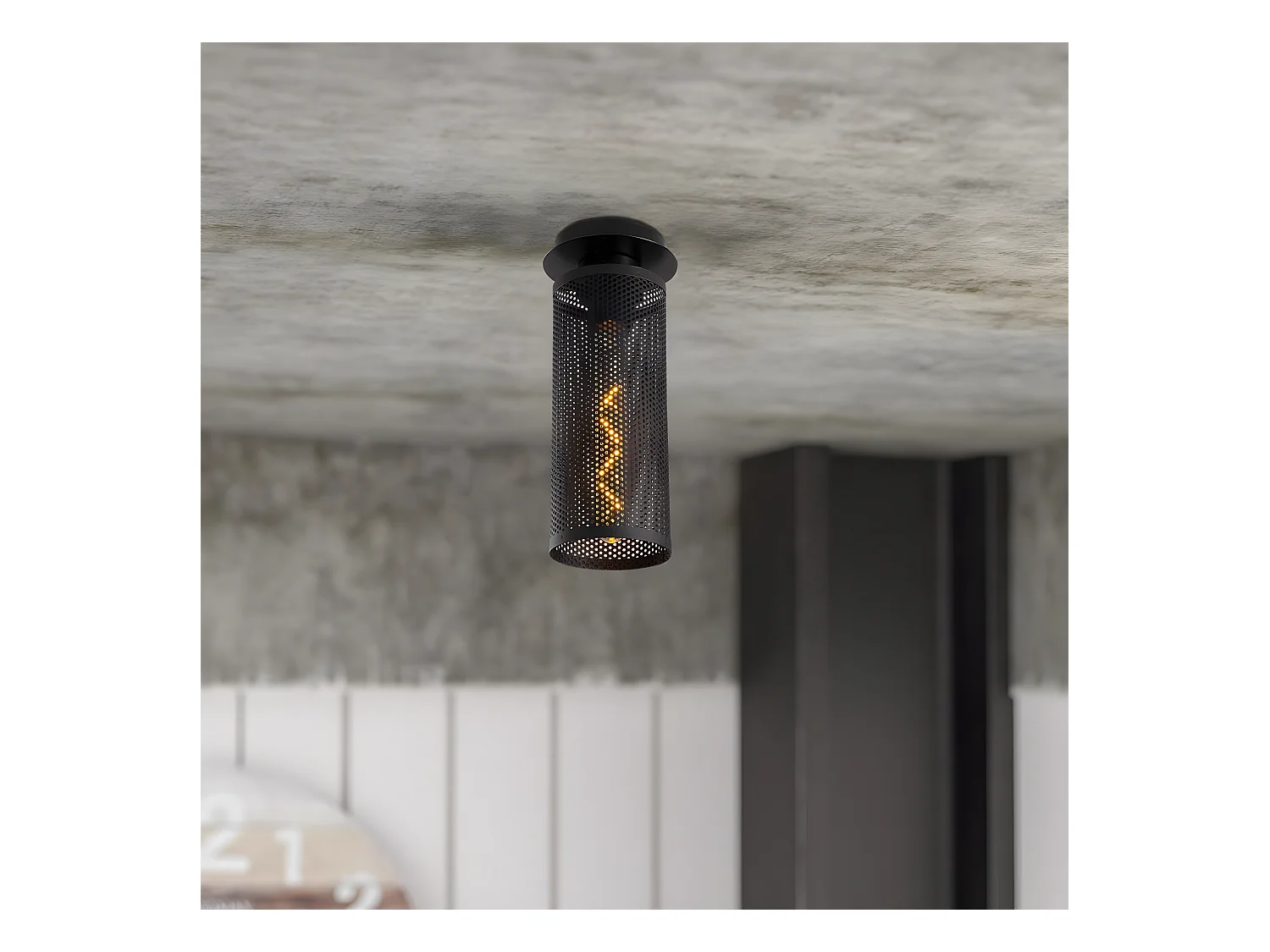 Spot de plafond rond moderne Marismo avec abat-jour à grille noire 1xE27