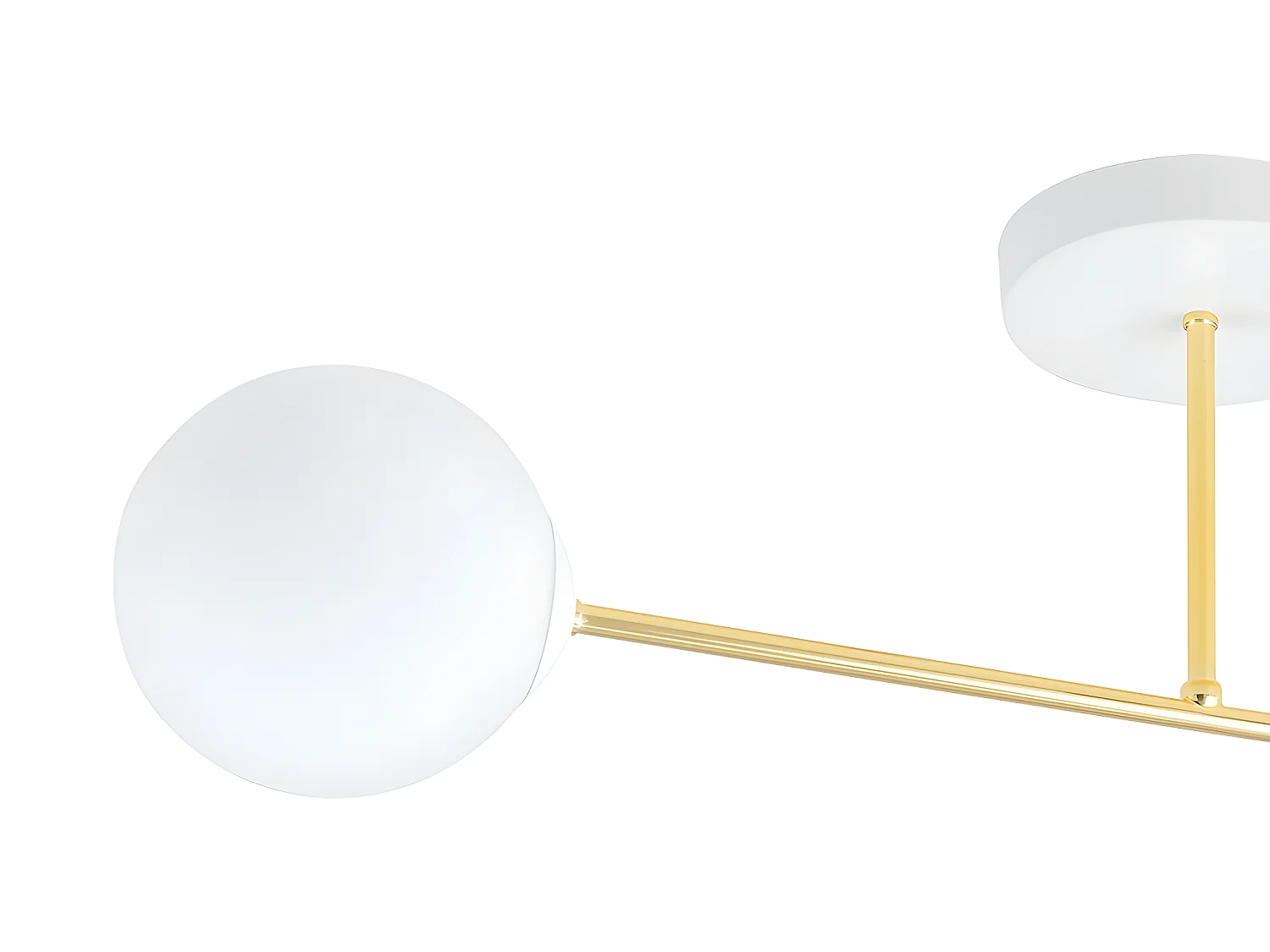 Plafonnier Mendra moderne blanc et doré avec 2 sphères en verre 2xE14