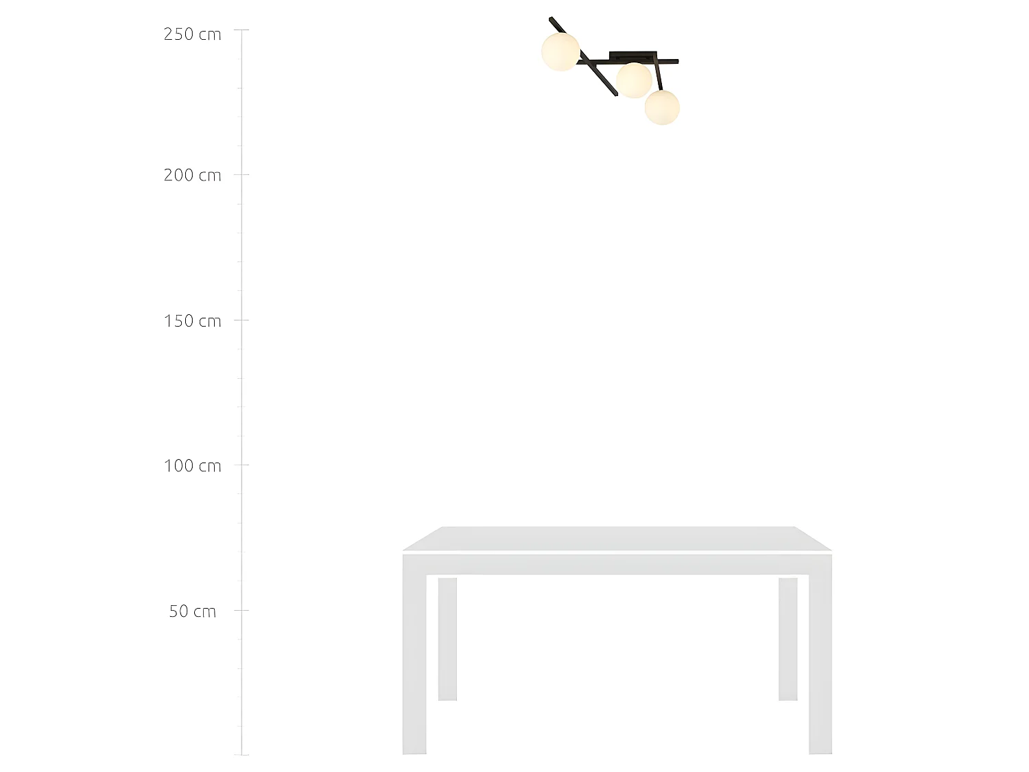 Plafonnier moderne Tramas avec barres métalliques irrégulières et 3 sphères en verre 3xE14