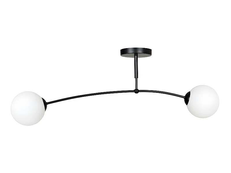 Mobis moderne zwarte plafondlamp met 2 glazen bollen 2xE14