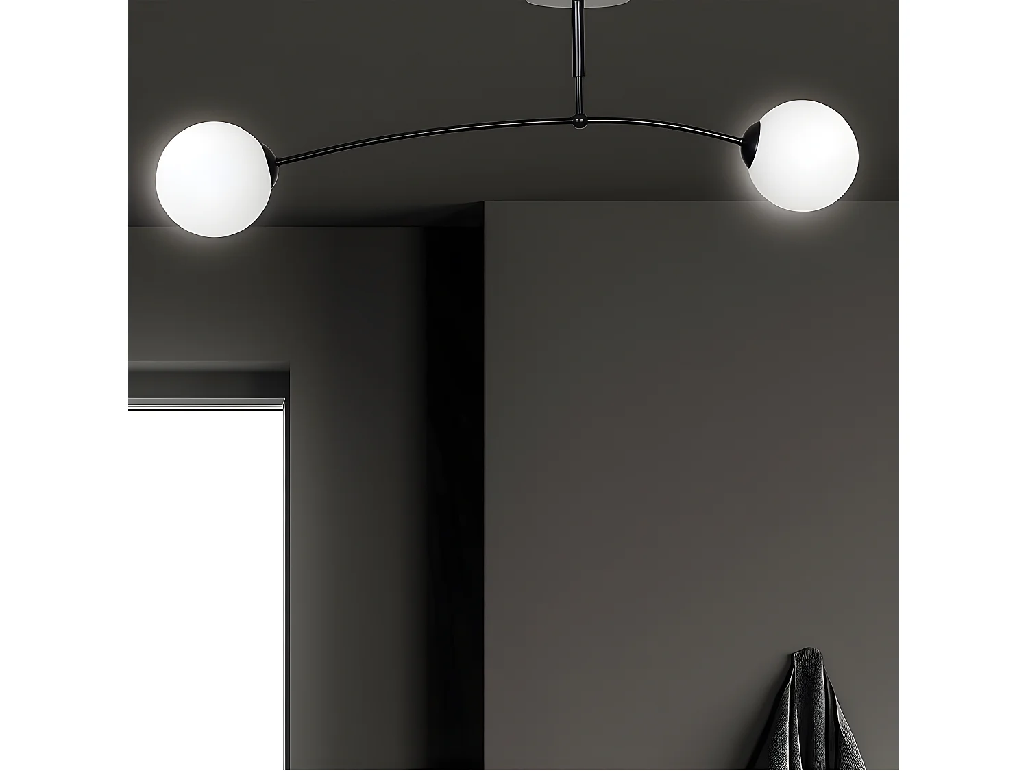 Candeeiro de teto moderno preto Mobis com 2 bolas de vidro 2xE14