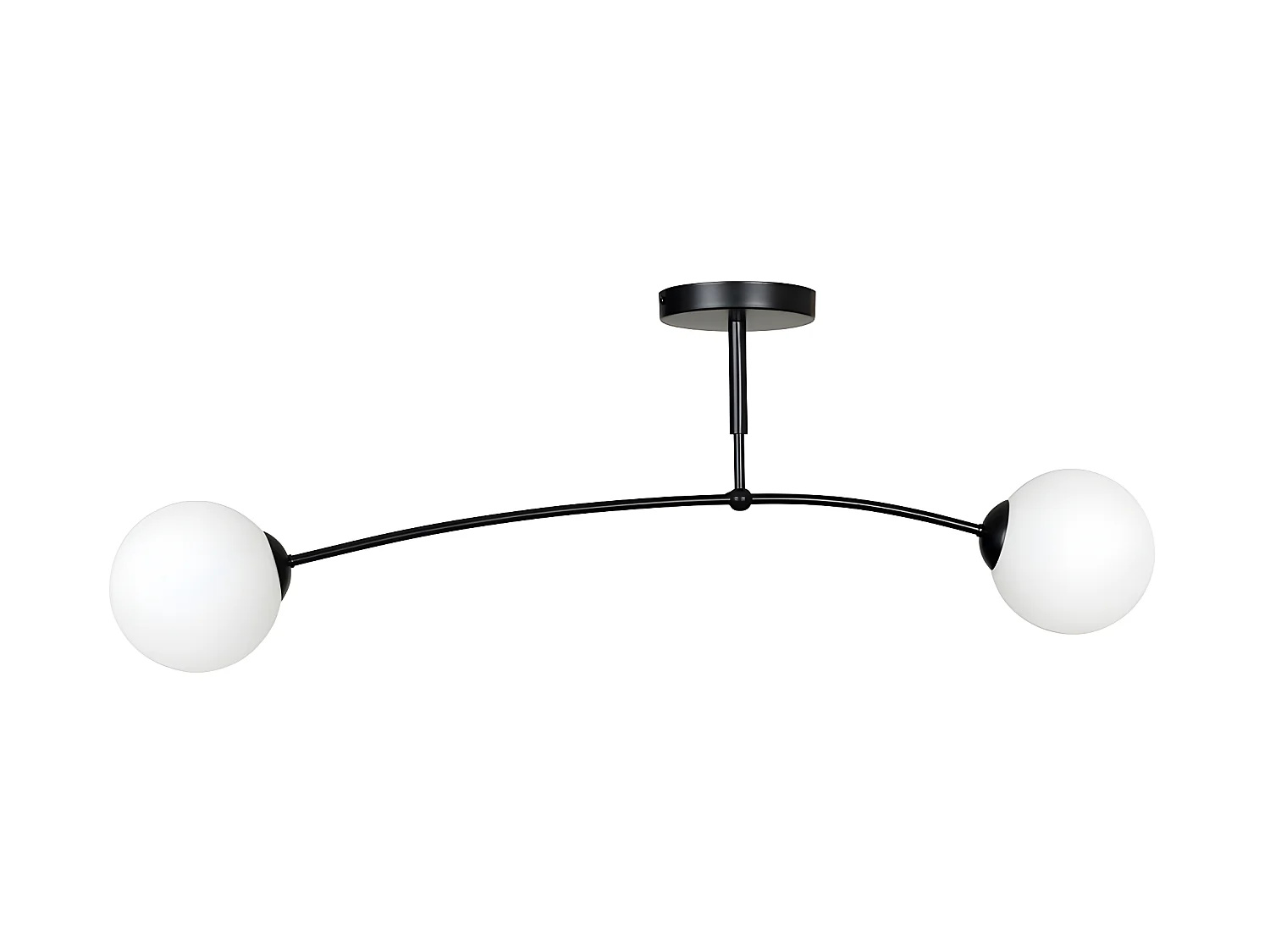 Plafonnier noir moderne Mobis avec 2 sphères en verre 2xE14