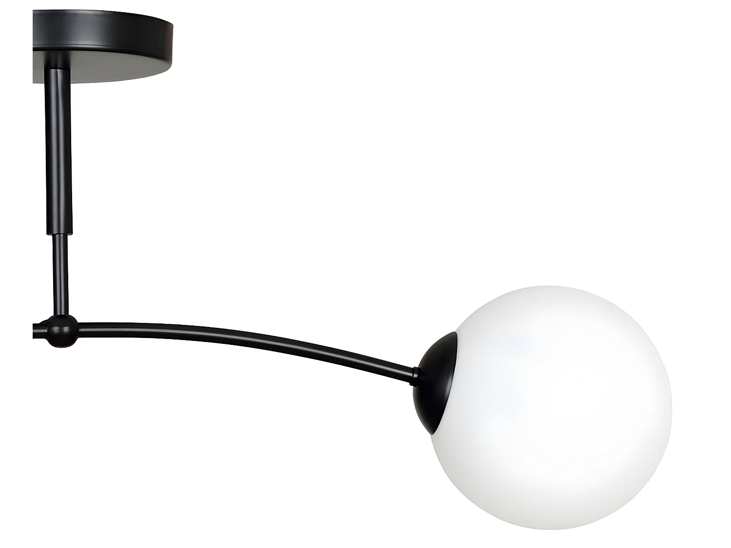 Mobis moderne zwarte plafondlamp met 2 glazen bollen 2xE14