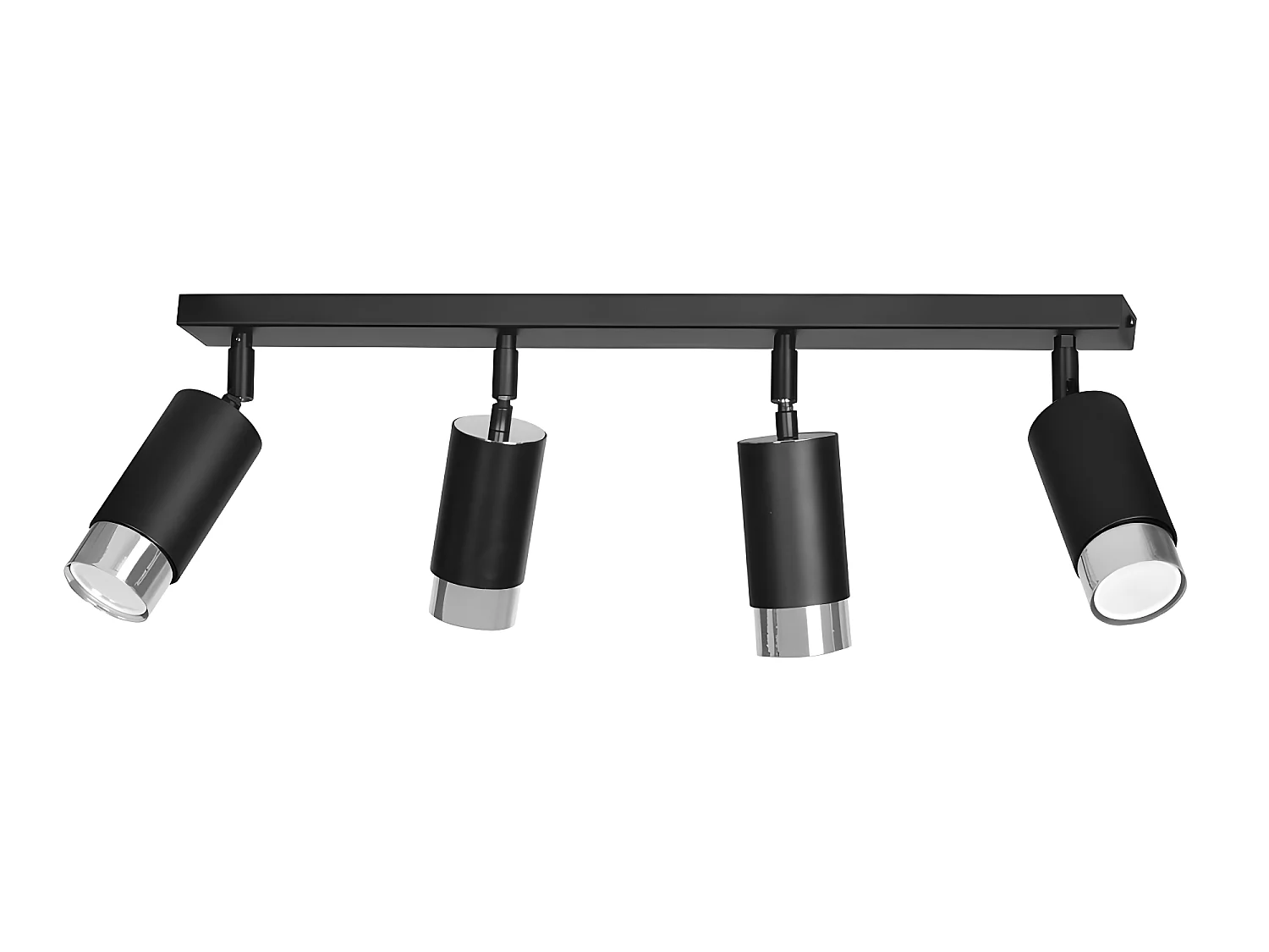 Plafonnier linéaire Mura avec 4 spots orientables en noir et chrome 4xGU10