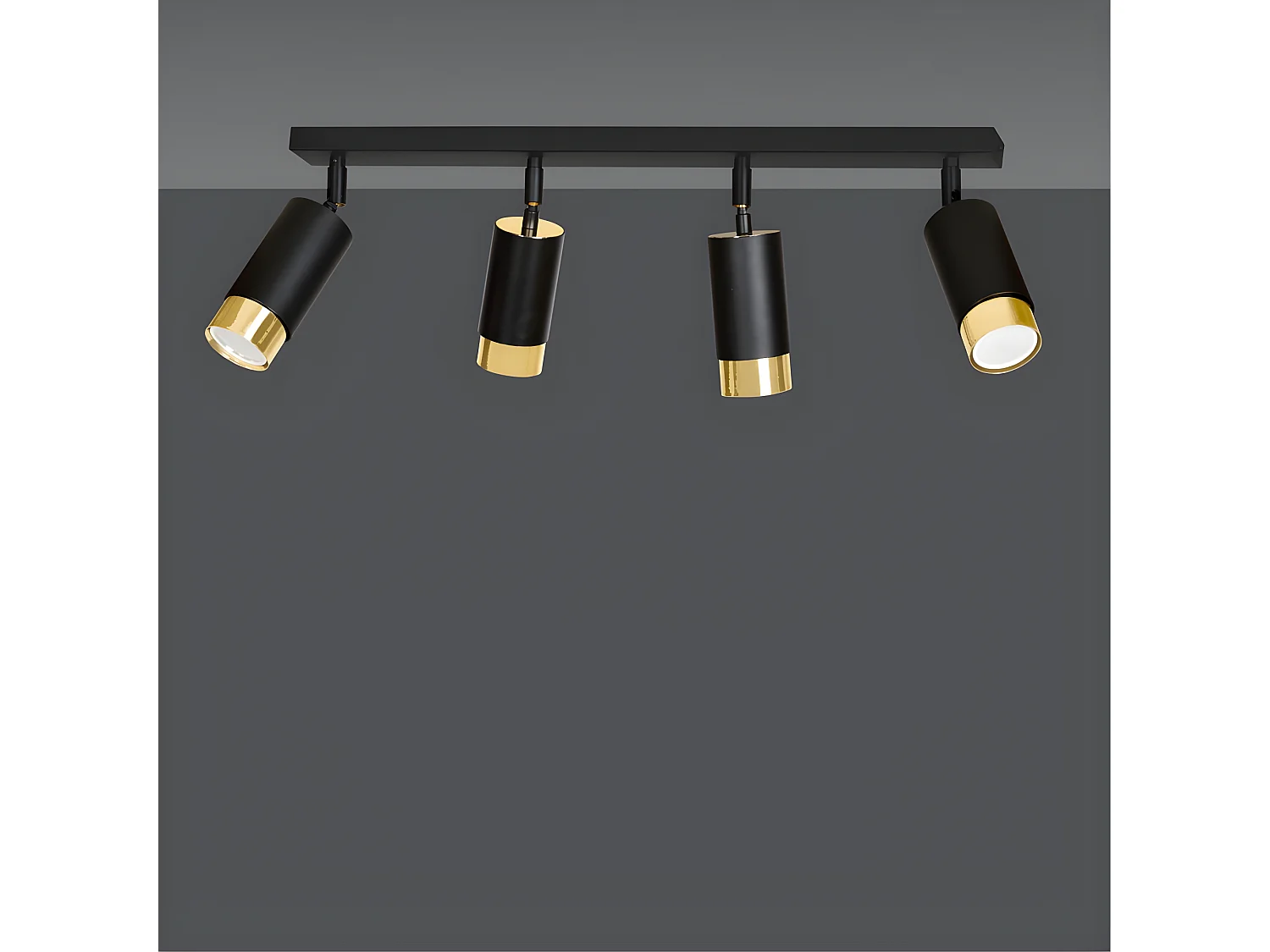 Regleta de techo Mura con 4 focos orientables en negro y dorado 4xGU10