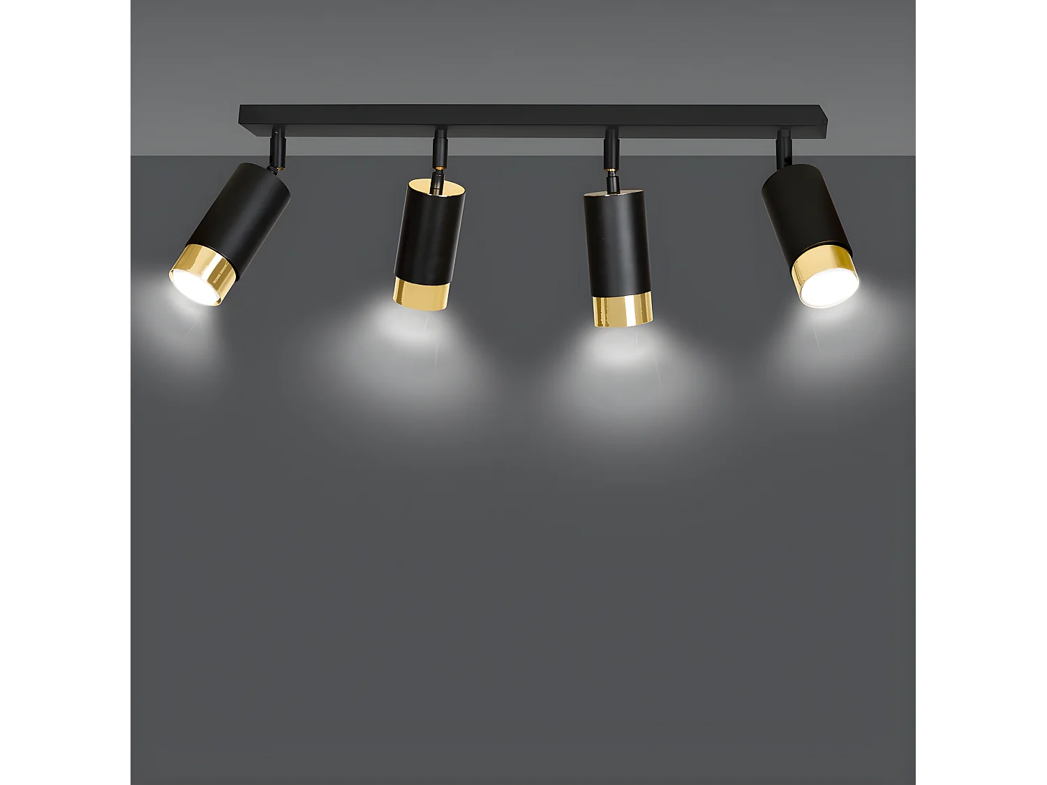 Regleta de techo Mura con 4 focos orientables en negro y dorado 4xGU10