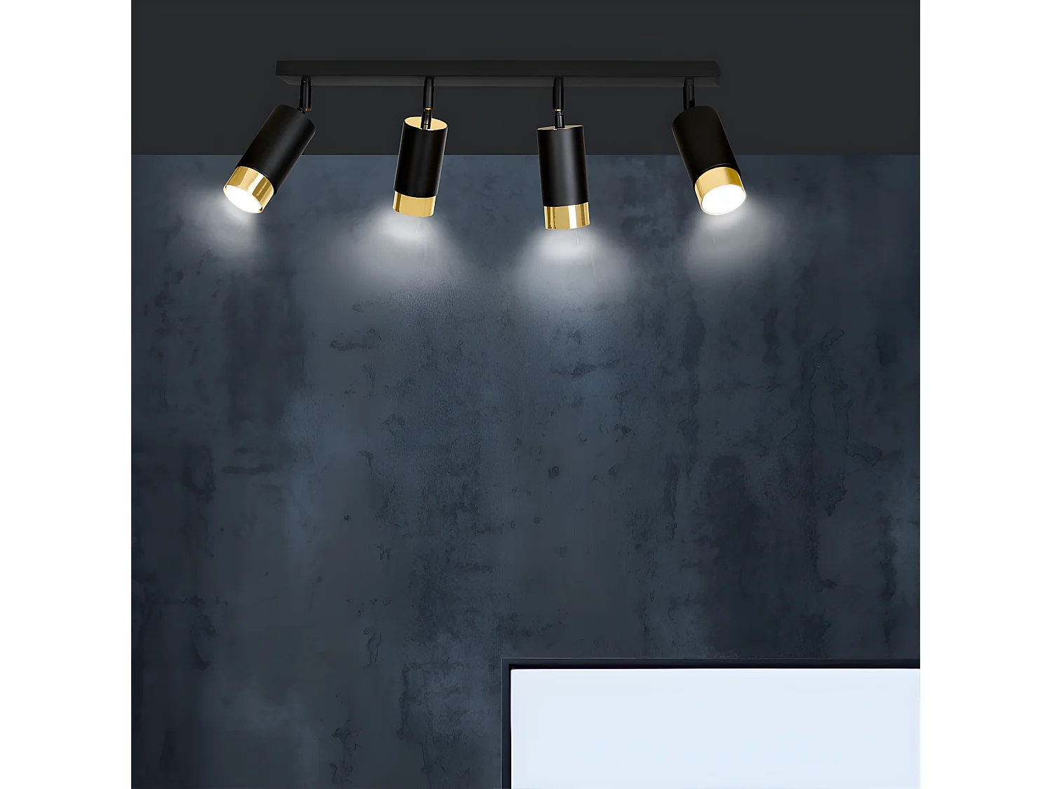 Regleta de techo Mura con 4 focos orientables en negro y dorado 4xGU10