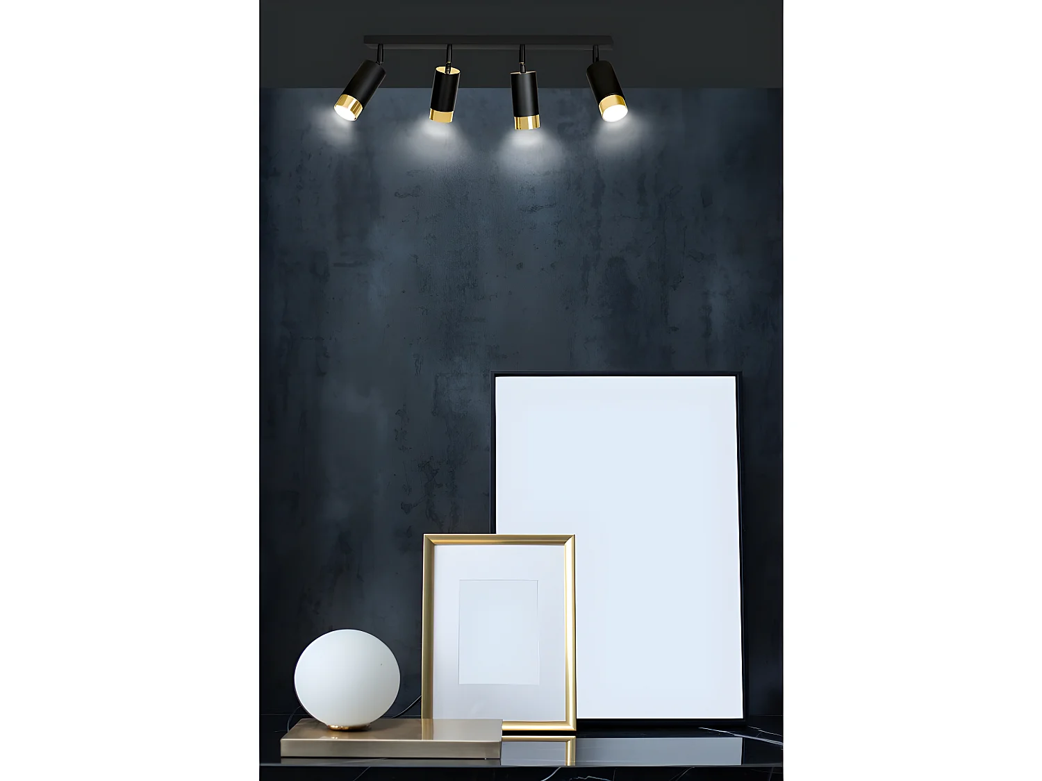 Regleta de techo Mura con 4 focos orientables en negro y dorado 4xGU10