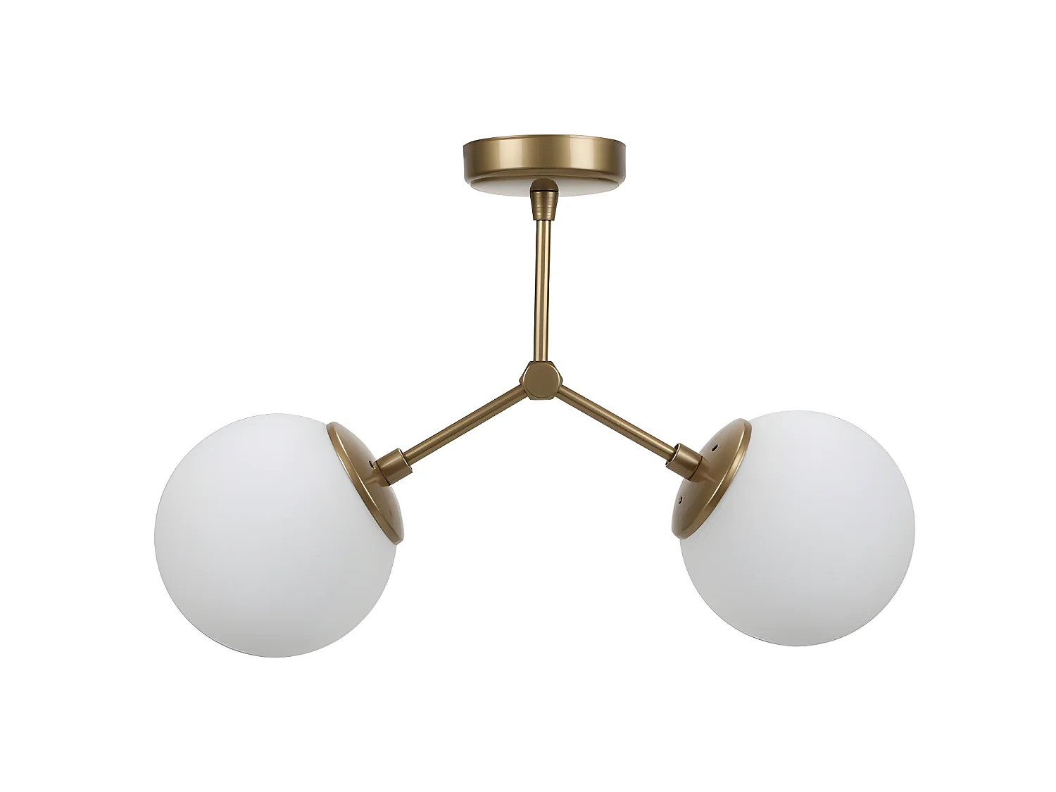 Deckenleuchte Mulen im nordischen Stil in Antikgold mit 2 Glaskugeln 2xE27