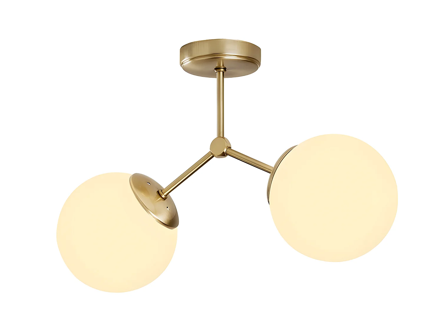 Deckenleuchte Mulen im nordischen Stil in Antikgold mit 2 Glaskugeln 2xE27