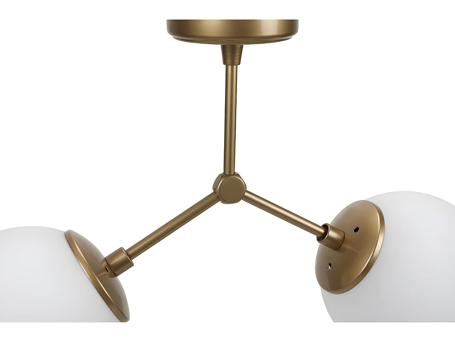 Plafoniera Mulen dorato antico nordico con 2 sfere in vetro 2xE27