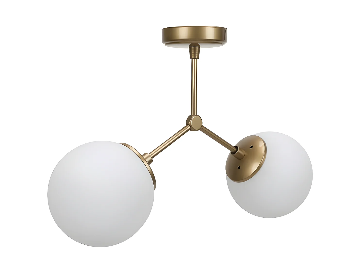 Plafonnier Mulen nordique doré antique avec 2 sphères en verre 2xE27