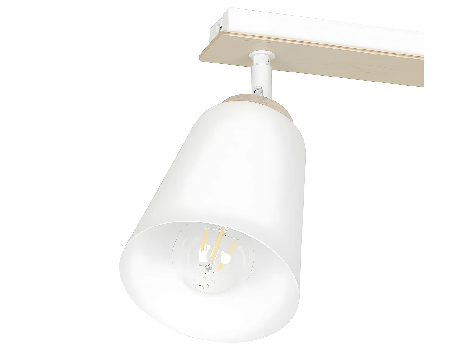 Regleta de techo Tasla nórdico de metal y madera con 2 pantallas orientables blanco 2xE27