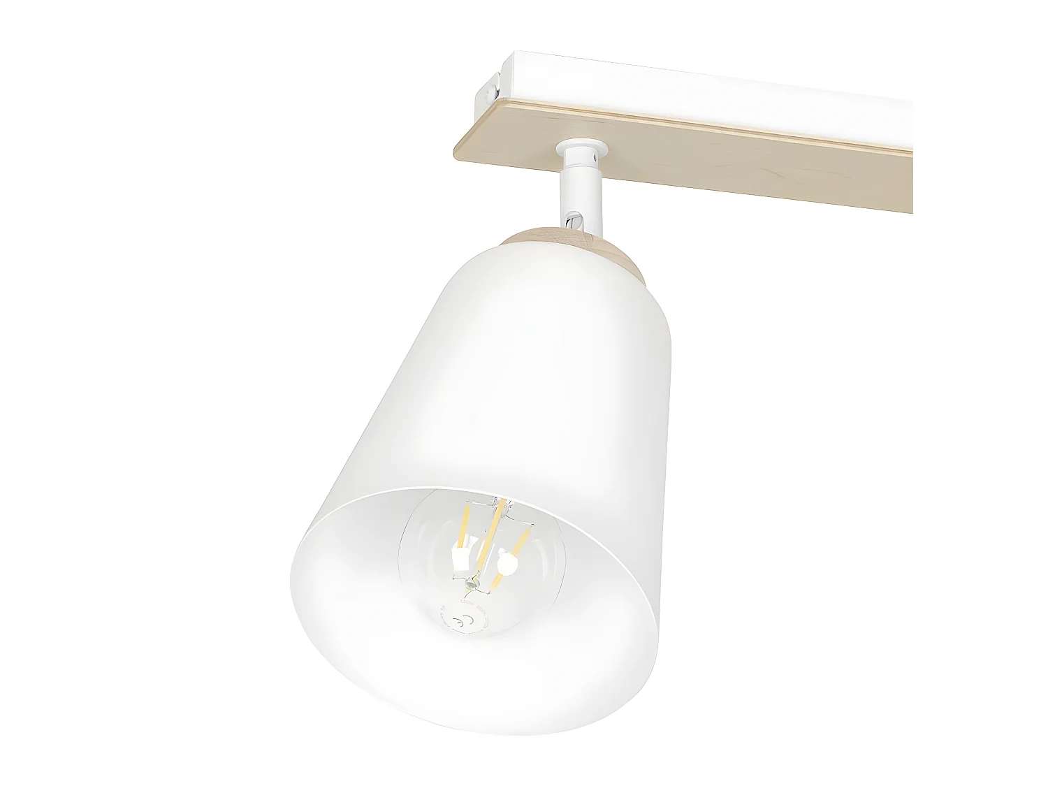 Plafonnier linéaire Tasla en métal et bois avec 2 abat-jour blancs orientables 2xE27