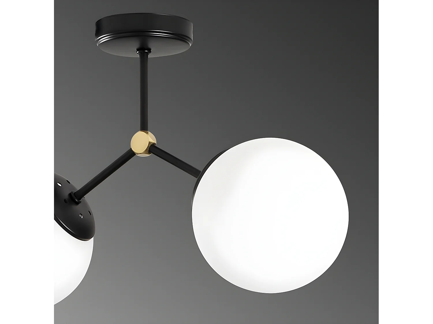 Plafonnier Mulen nordique noir avec 2 sphères en verre 2xE27